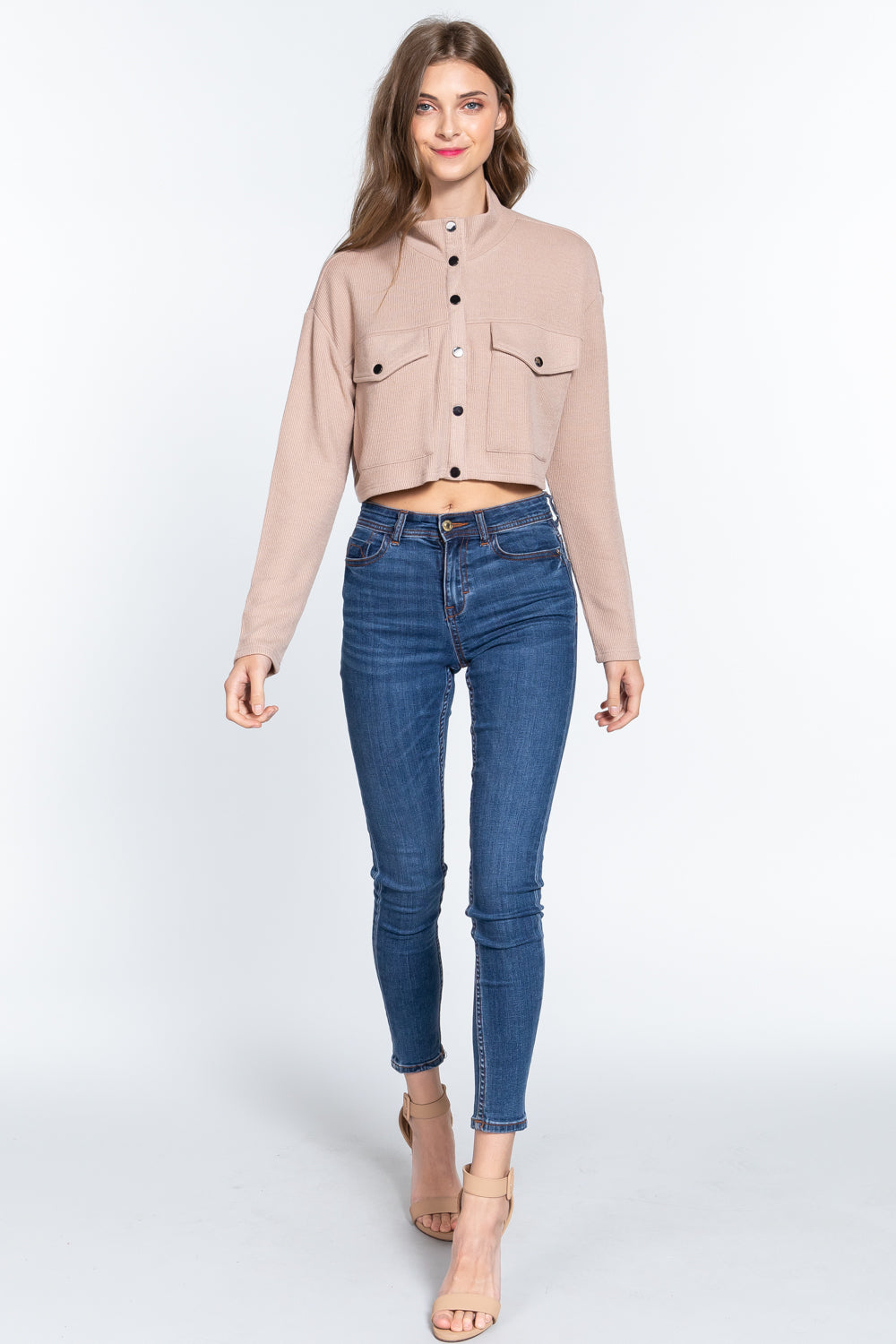 Chaqueta corta con botones a presión Long Slv