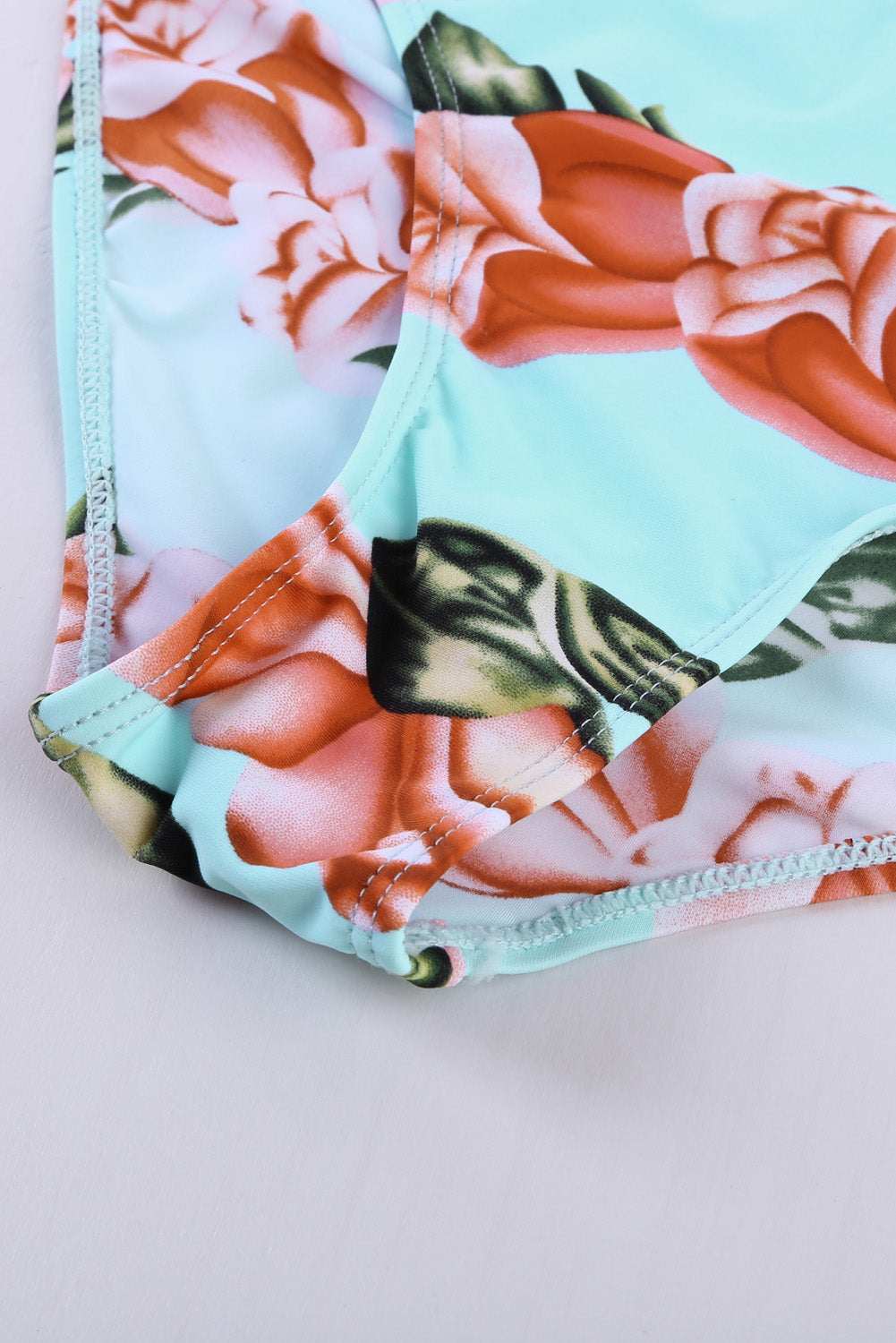 Sexy Floral Ruffle High Waist Bikini Swimsuit