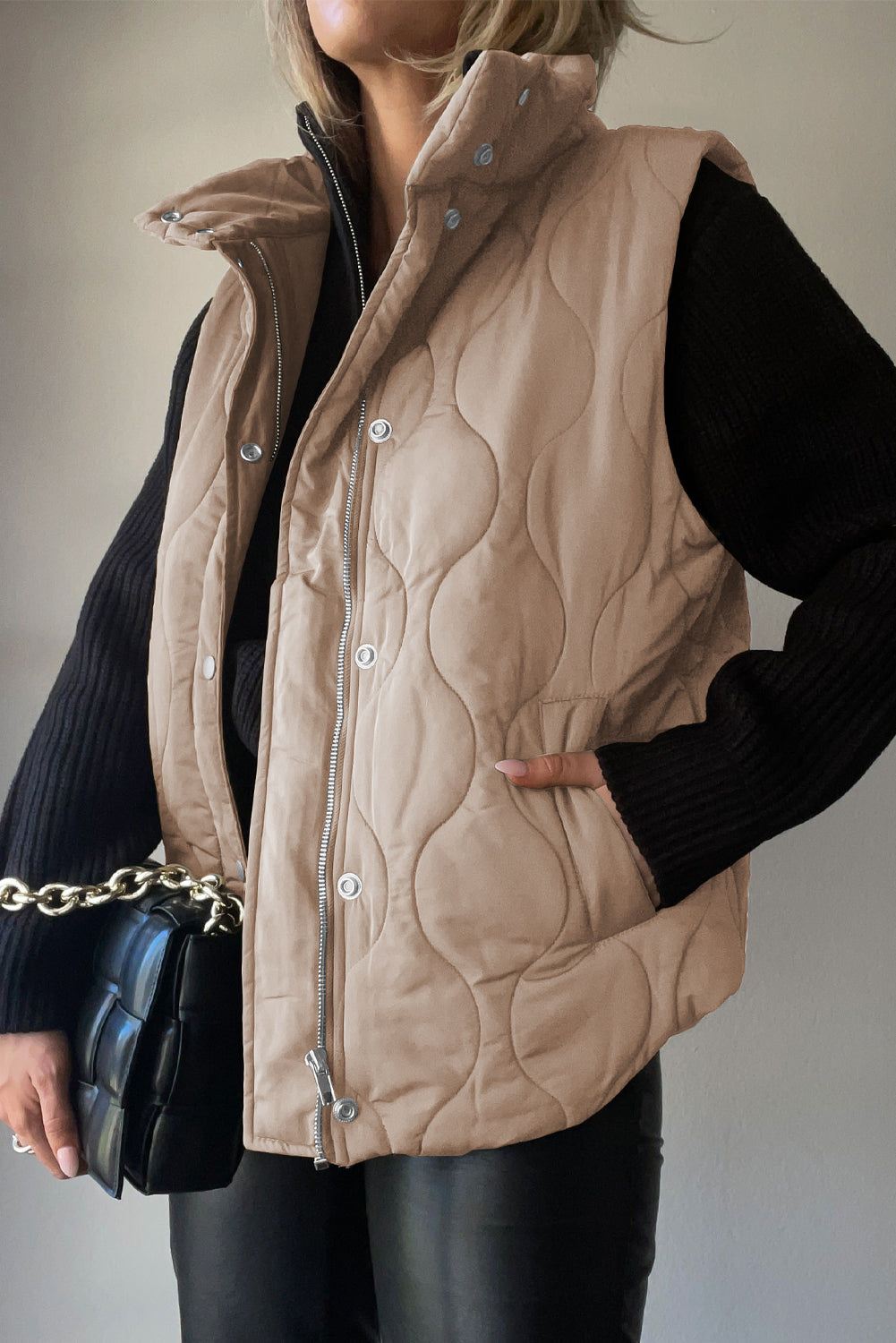 Collared Neck Vest with Pockets