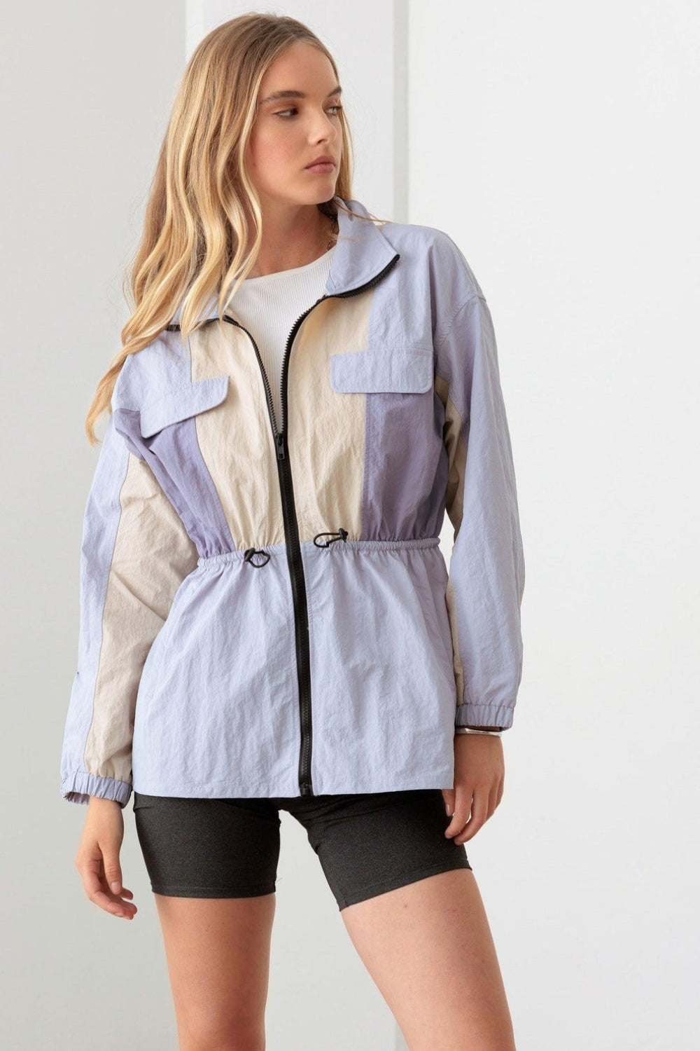 Le Lis Color Block Collared Wind Breaker Jacket