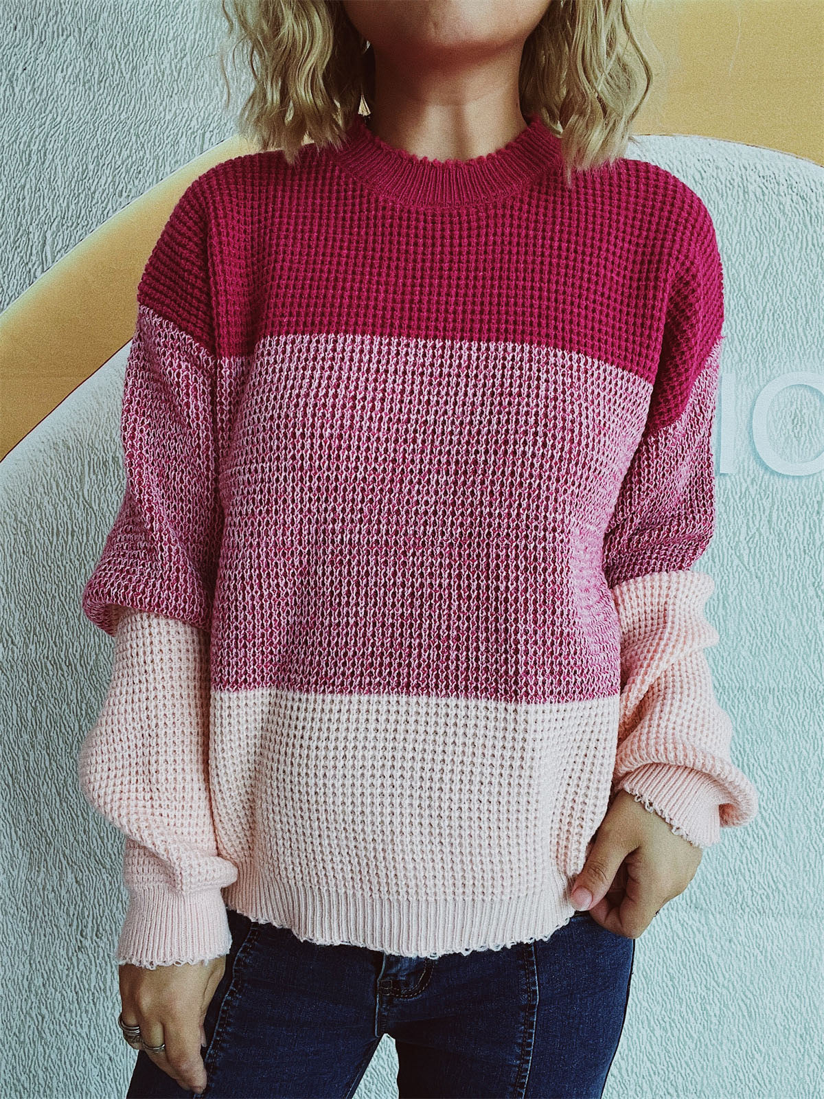 Color Block Long Sleeve Sweater