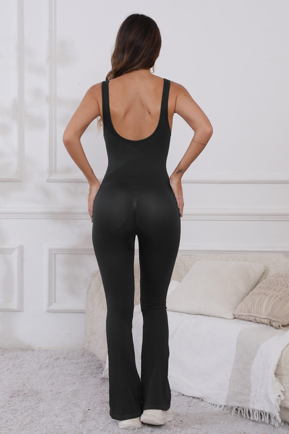 Scoop Neck Wide Strap Active Jumpsuit