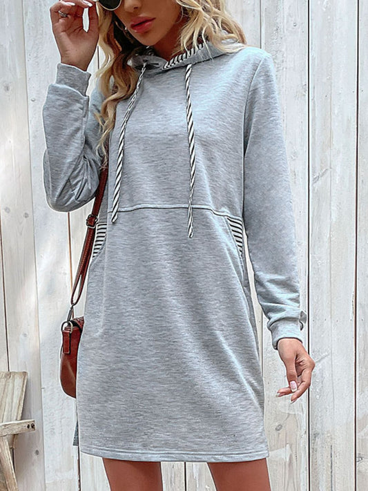 Striped Drawstring Long Sleeve Hoodie