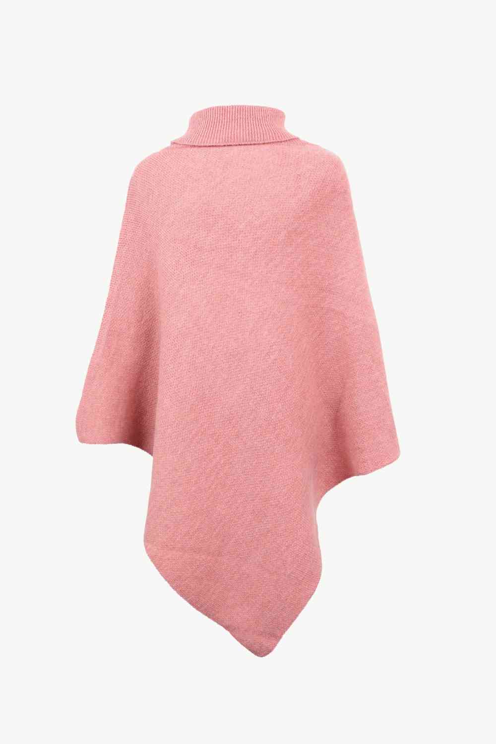 Turtleneck Buttoned Poncho