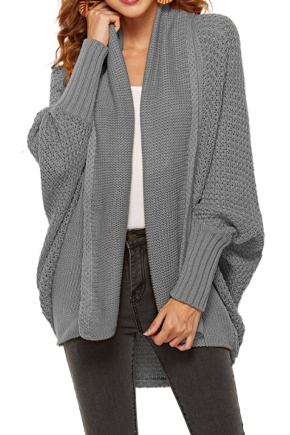 Open Front Dolman Sleeve Longline Cardigan