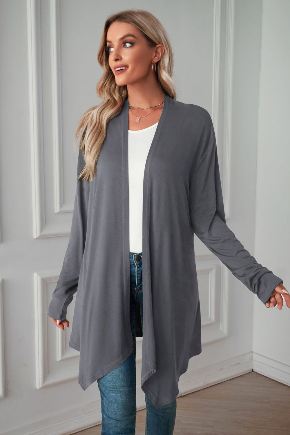 Open Front Long Sleeve Cardigan