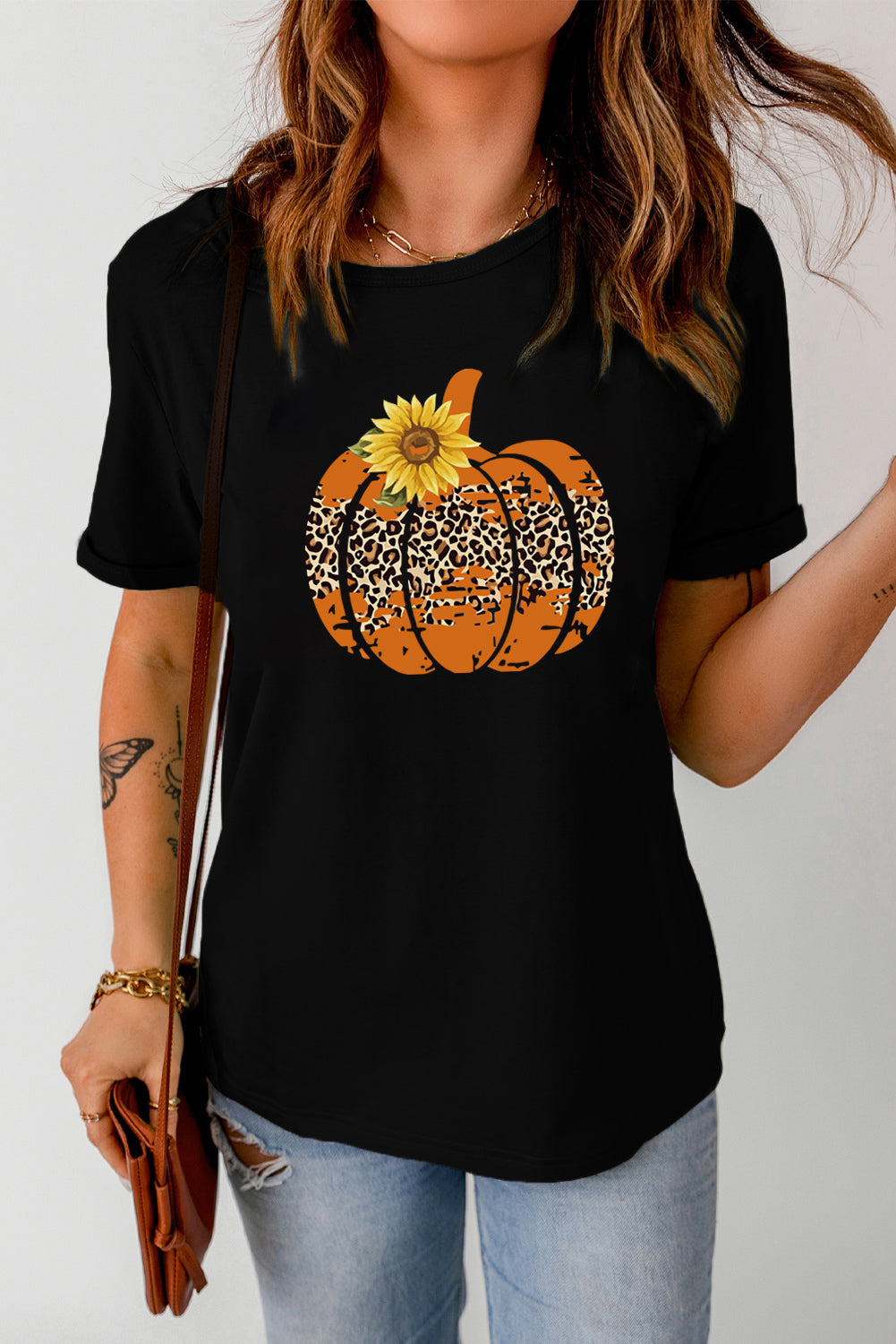 Camiseta con estampado floral de calabaza