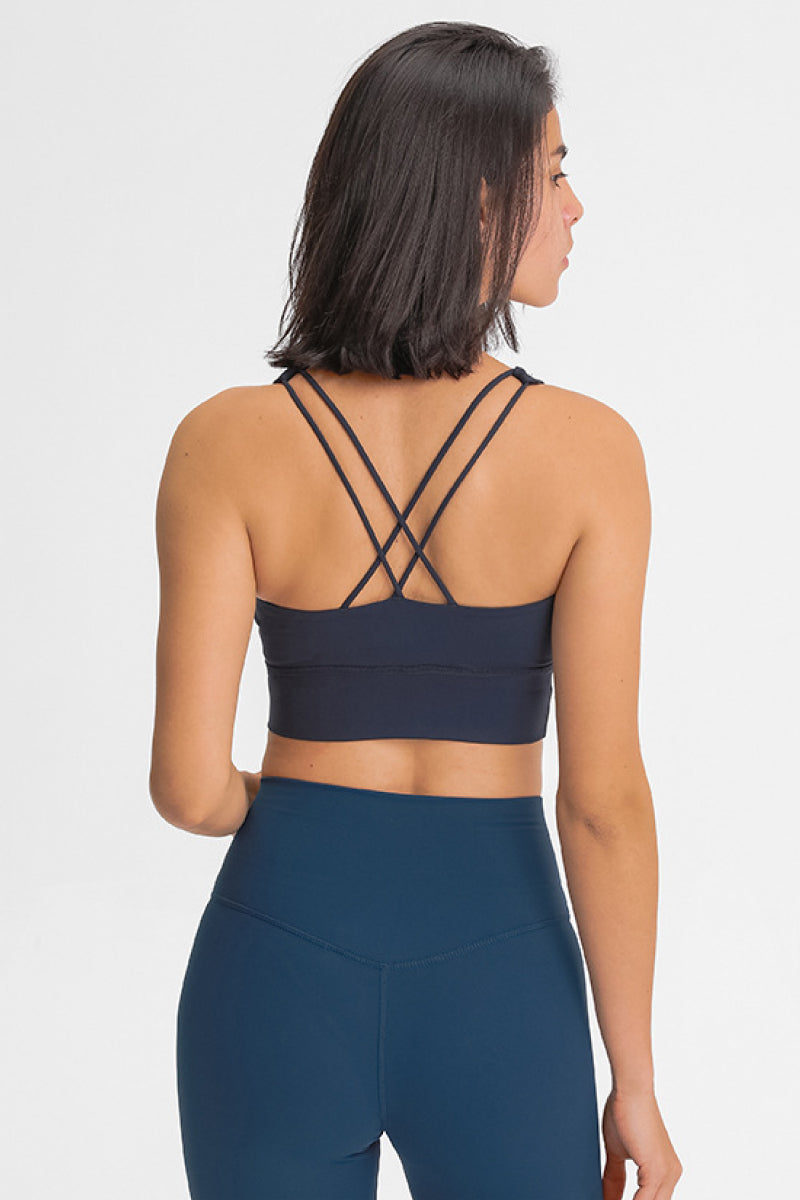 Soutien-gorge de sport croisé dans le dos à double bretelle