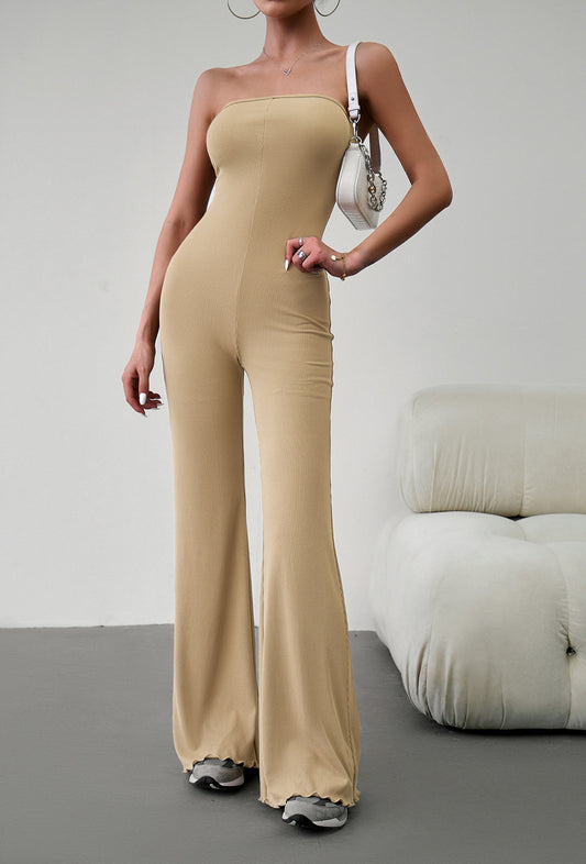 Strapless Lace-Up Jumpsuit