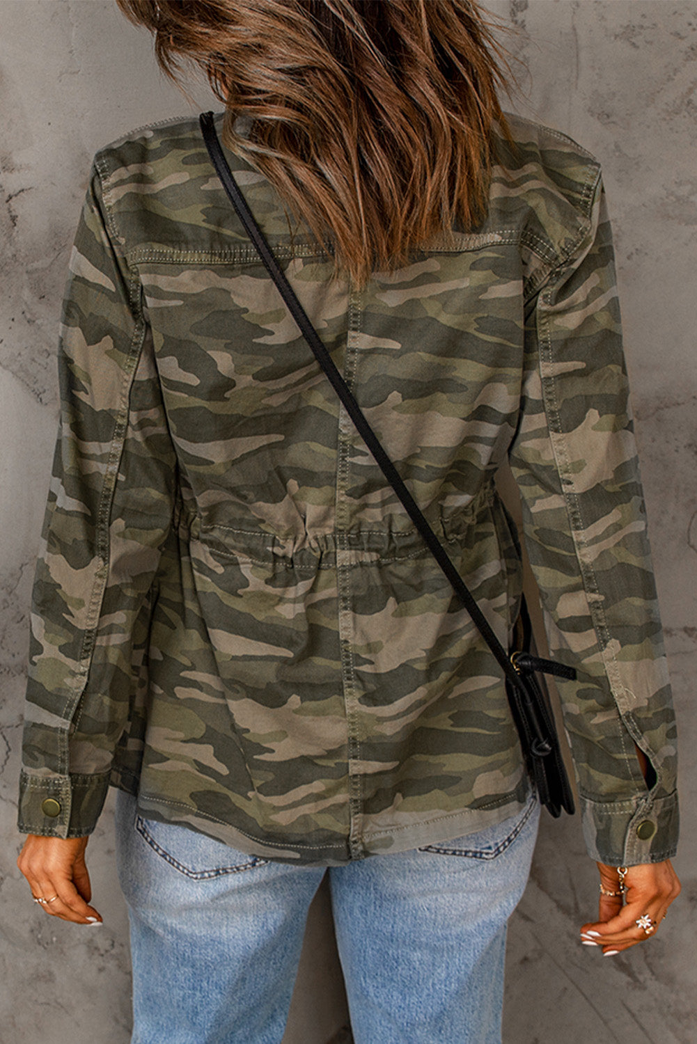 Veste à boutons-pression camouflage