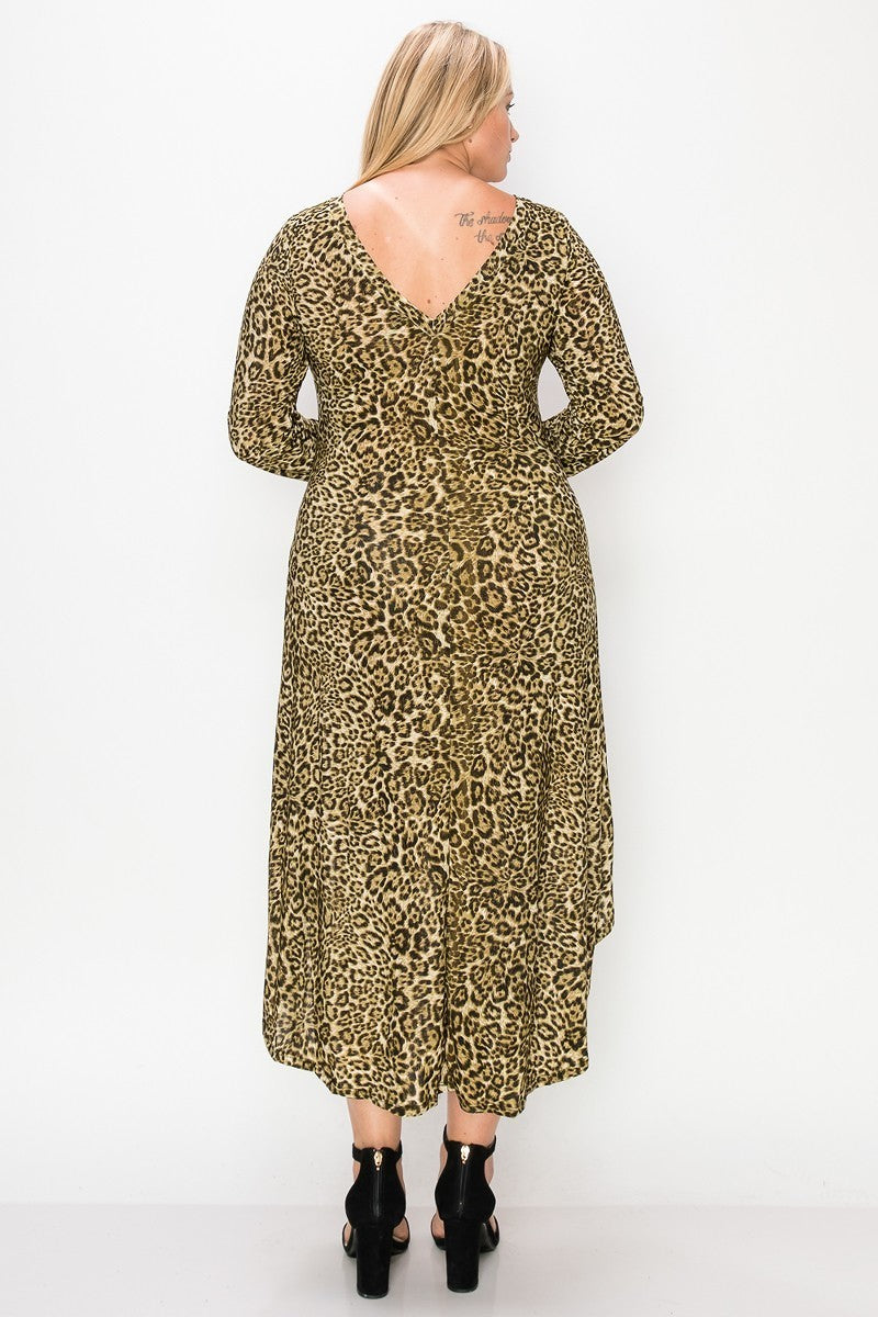 Robe à imprimé guépard et col rond