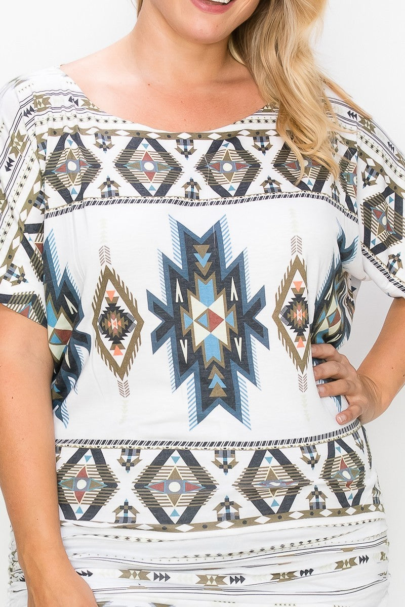 Geometric-tribal Sublimation Print Top