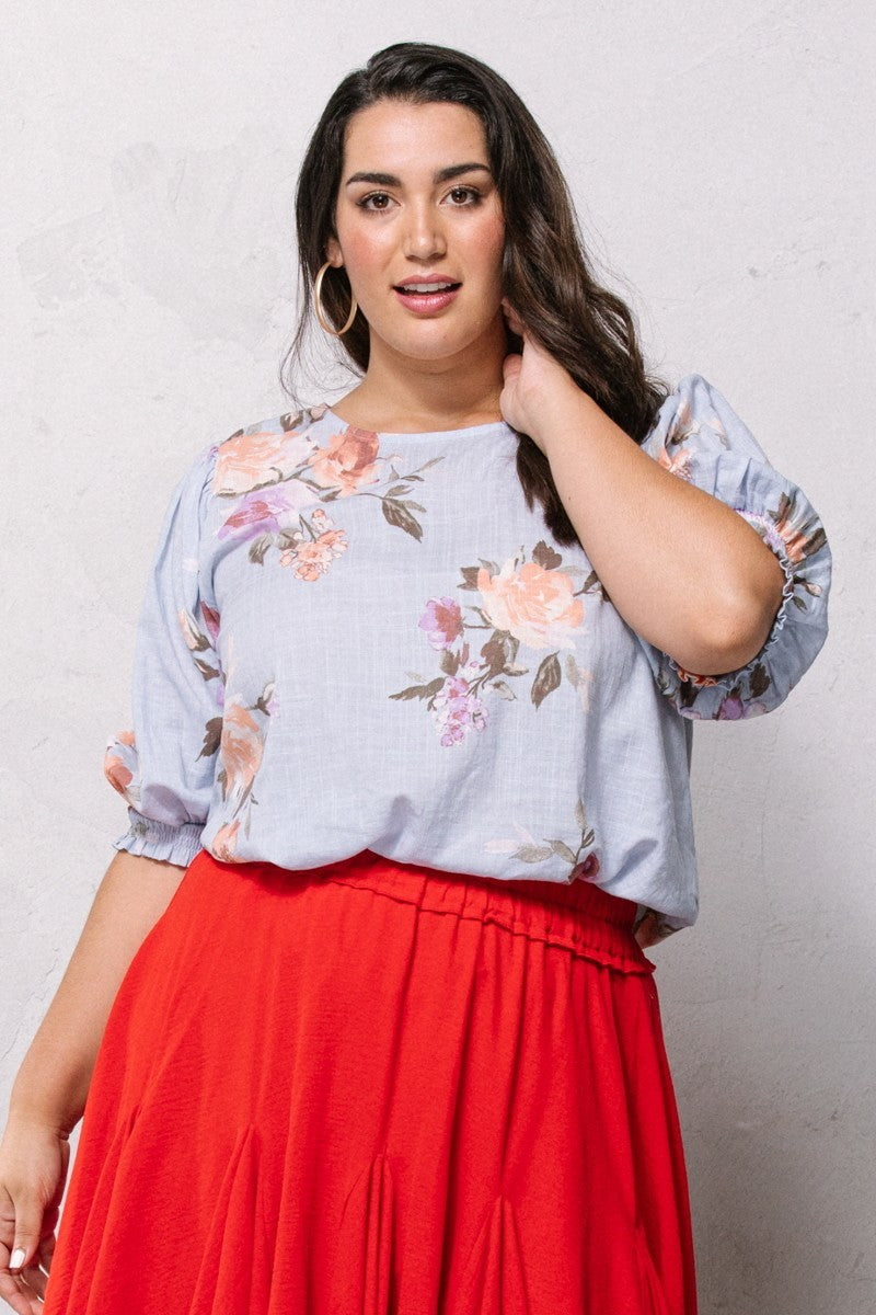 Blusa tejida con estampado floral