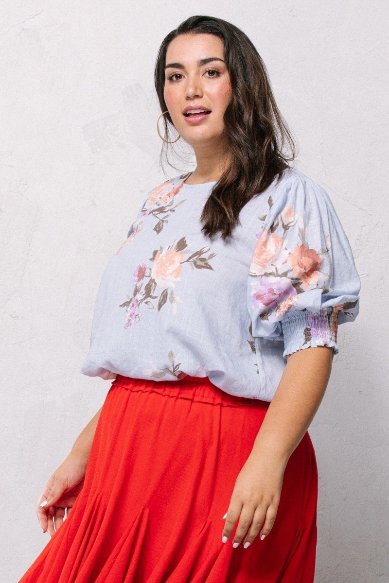 Blusa tejida con estampado floral