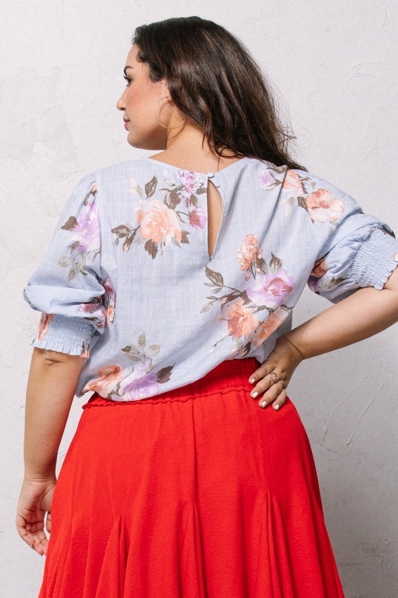 Blusa tejida con estampado floral