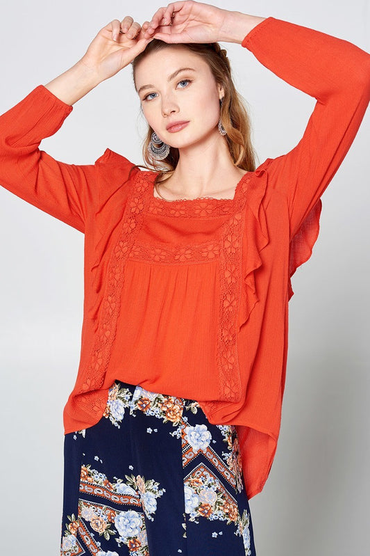 Blouse paysanne ample en gaze unie