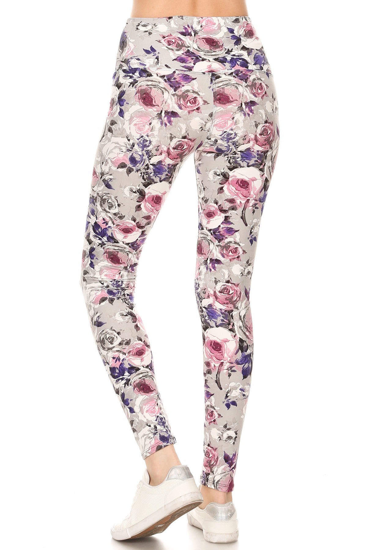 Legging en tricot imprimé floral doublé de style yoga de 5 pouces de long avec taille haute