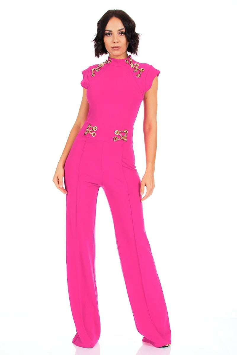 Œillet Avec Chaîne Deatiled Fashion Jumpsuit