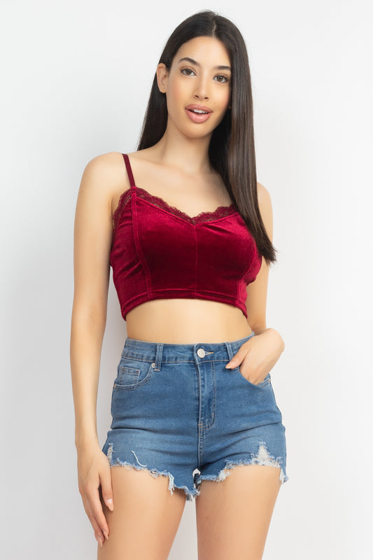 Crop top en velours corset sans manches