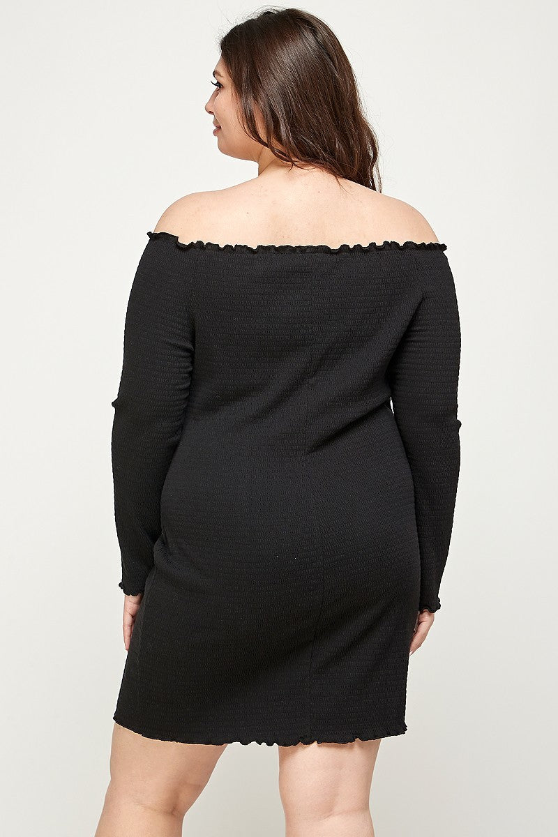 Robe smockée à épaules dénudées de grande taille