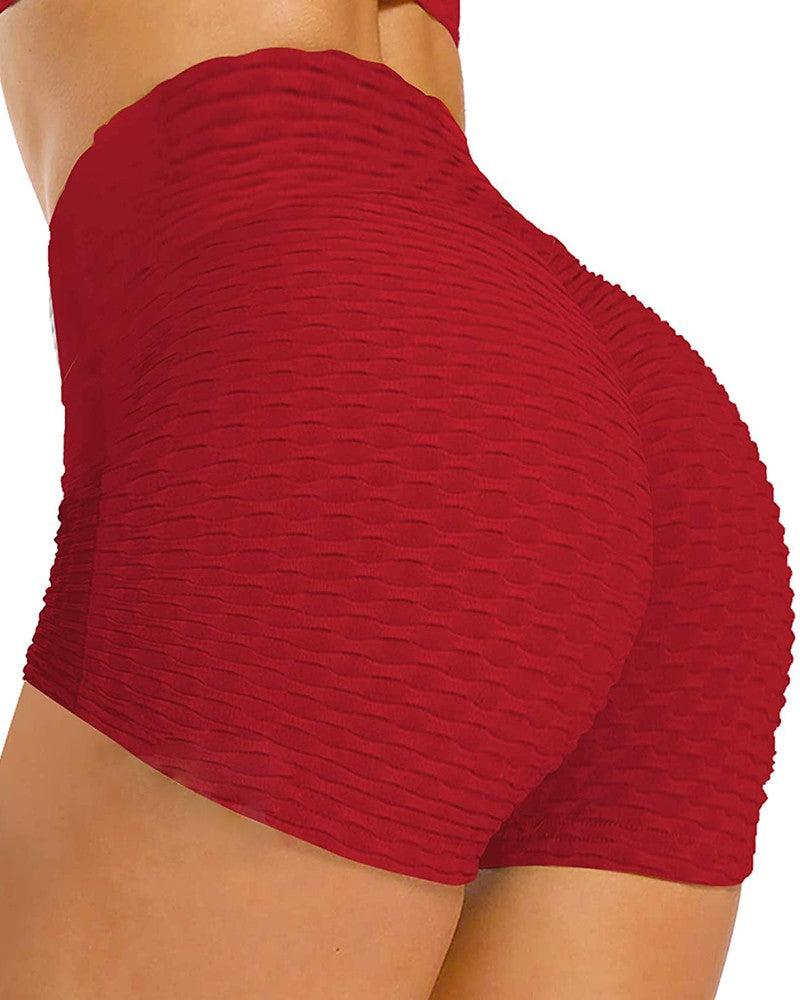 High Waist Booty Shorts Butt Lifting Bubble Textured Yoga Shorts