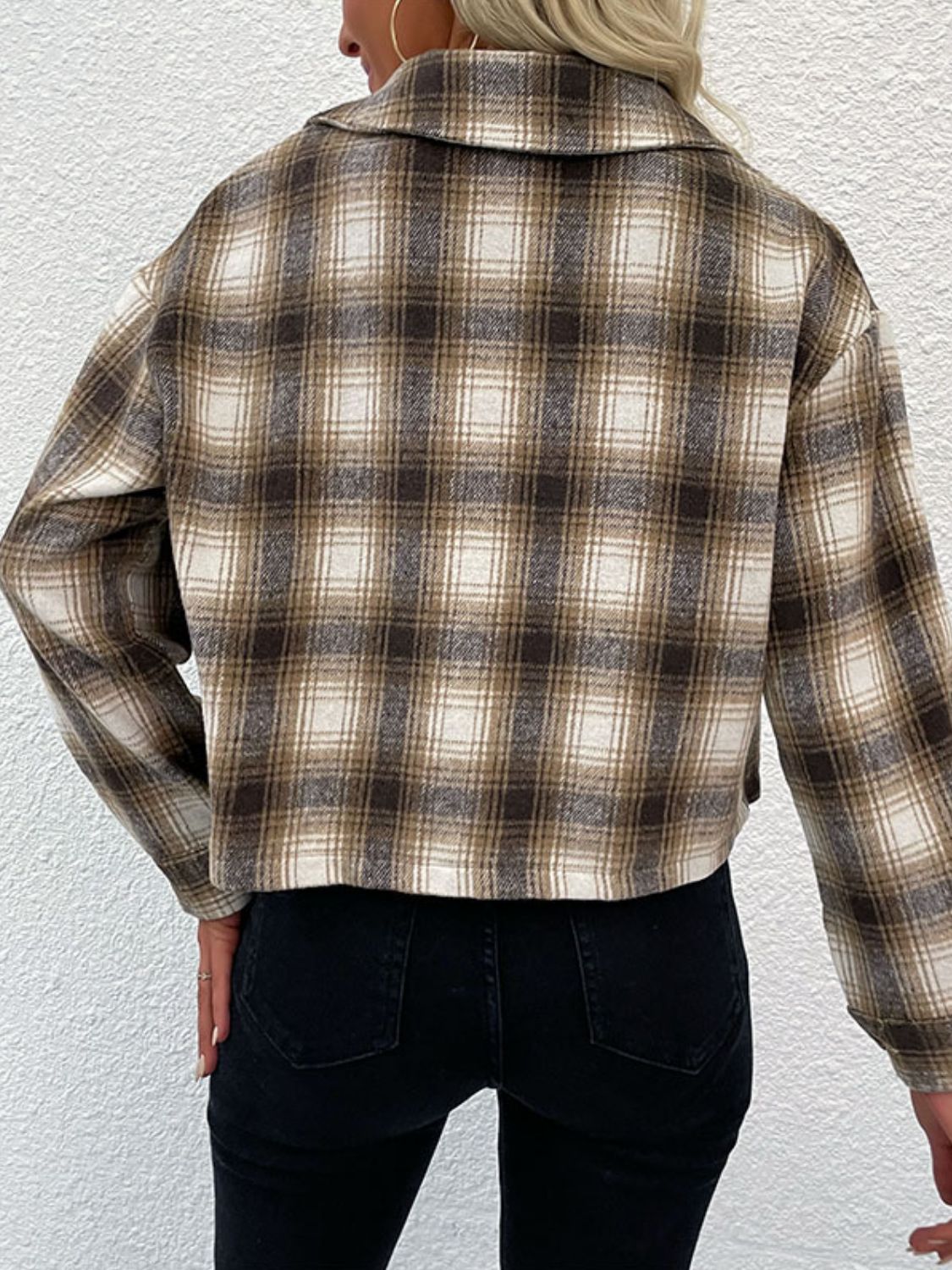 Chemise boutonnée à carreaux à épaules tombantes