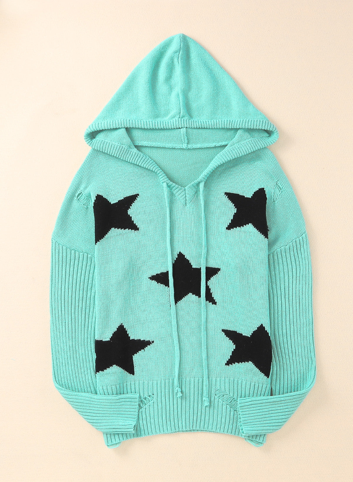 Pull à Capuche Fendu Star Distressed