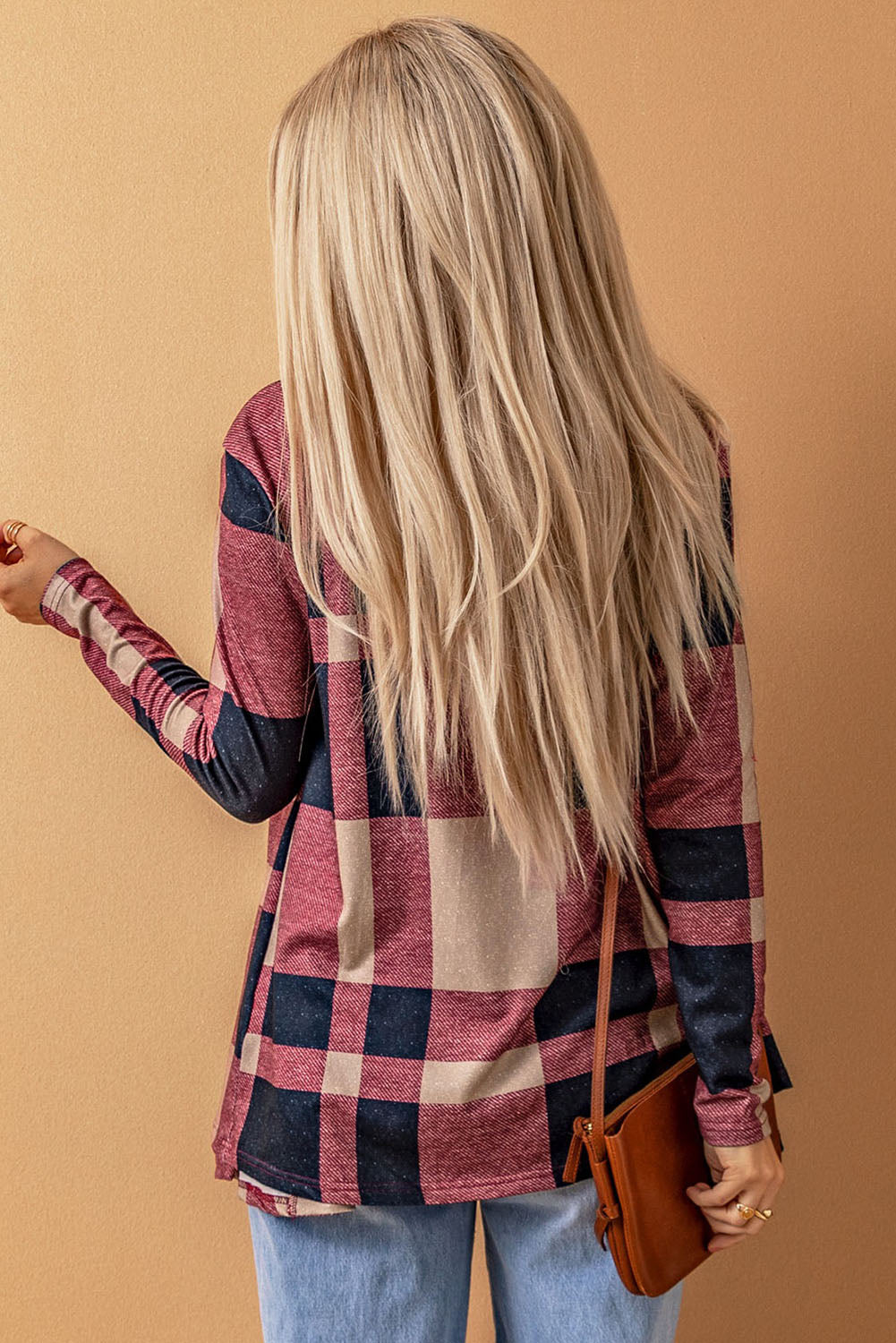 Plaid Open Front Cardigan