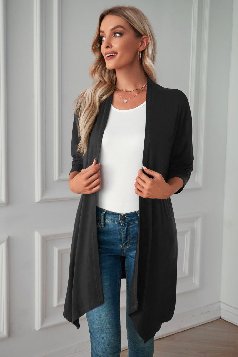 Open Front Long Sleeve Cardigan