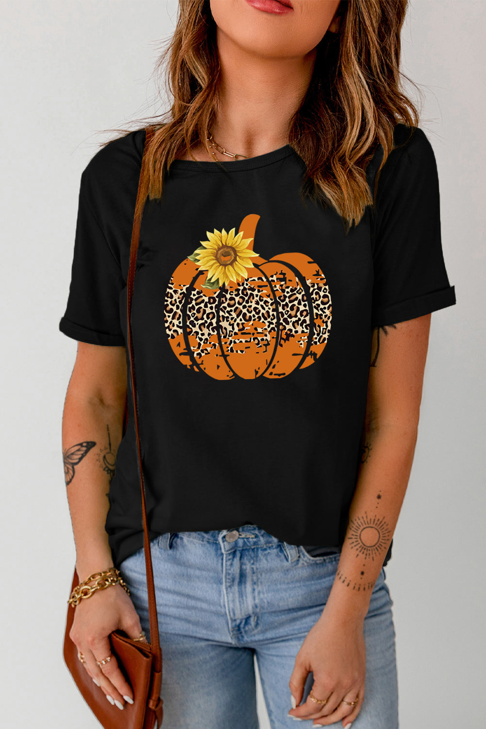 Camiseta con estampado floral de calabaza