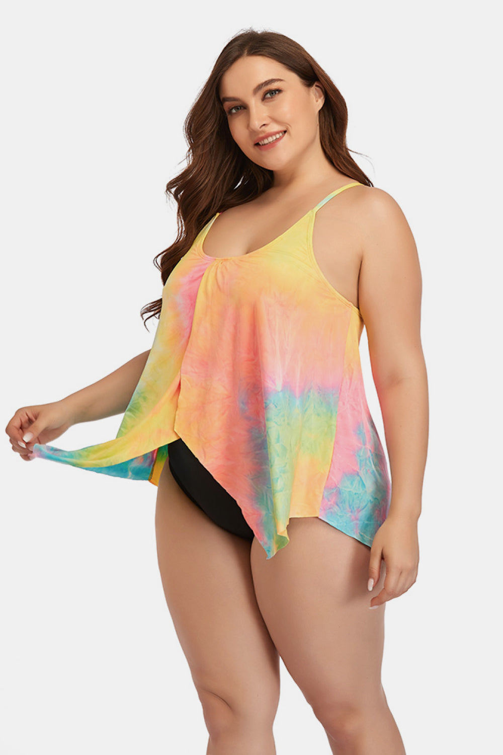 Ensemble de maillot de bain deux pièces tie-dye à encolure dégagée de grande taille