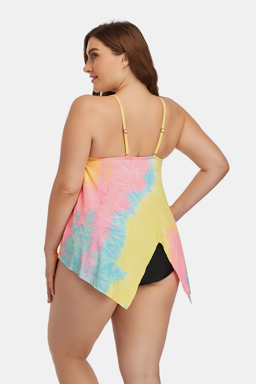 Plus Size Tie-Dye Scoop Neck Two-Piece Swim Set