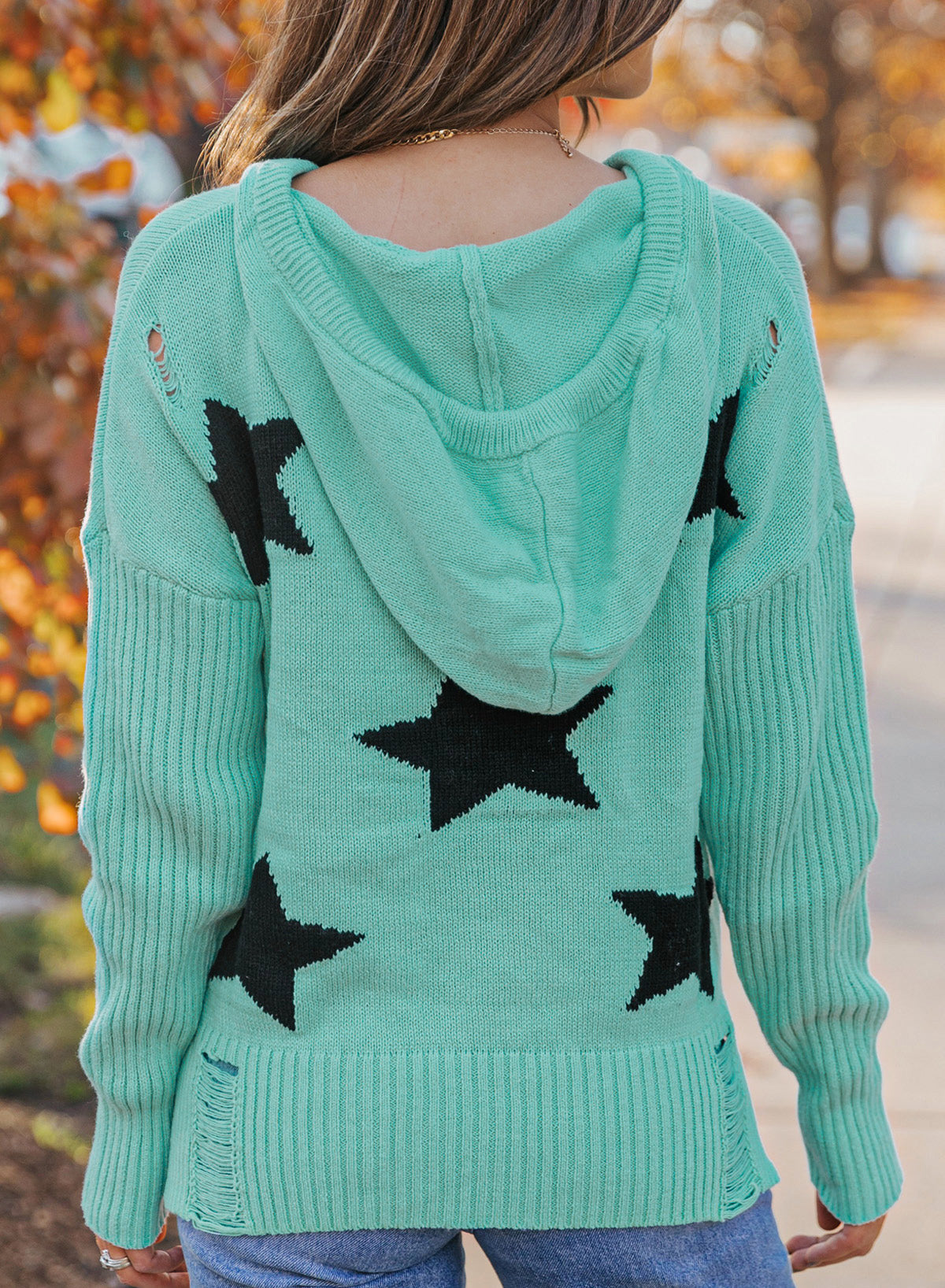 Pull à Capuche Fendu Star Distressed