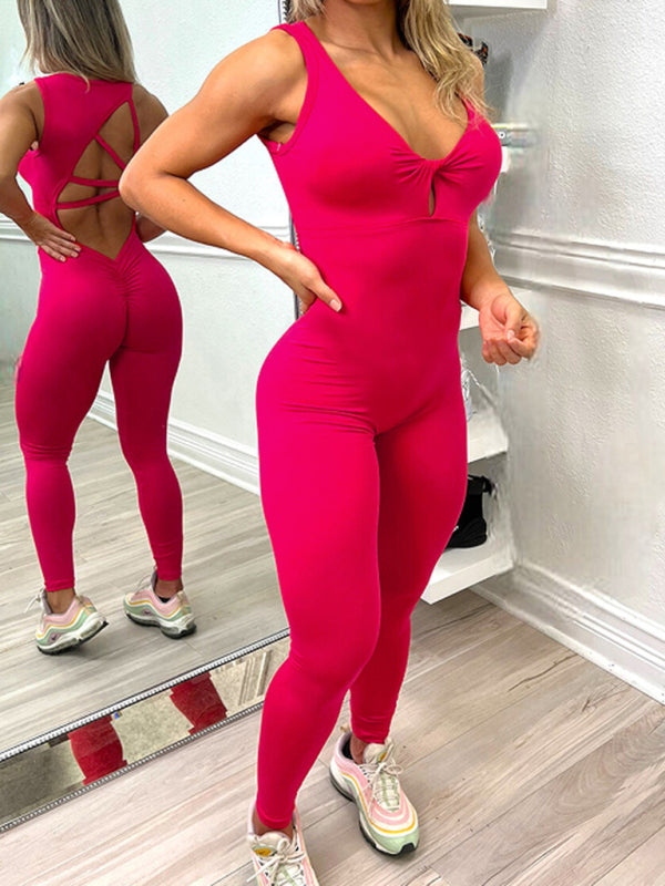 Sexy backless yoga fitness jumpsuit